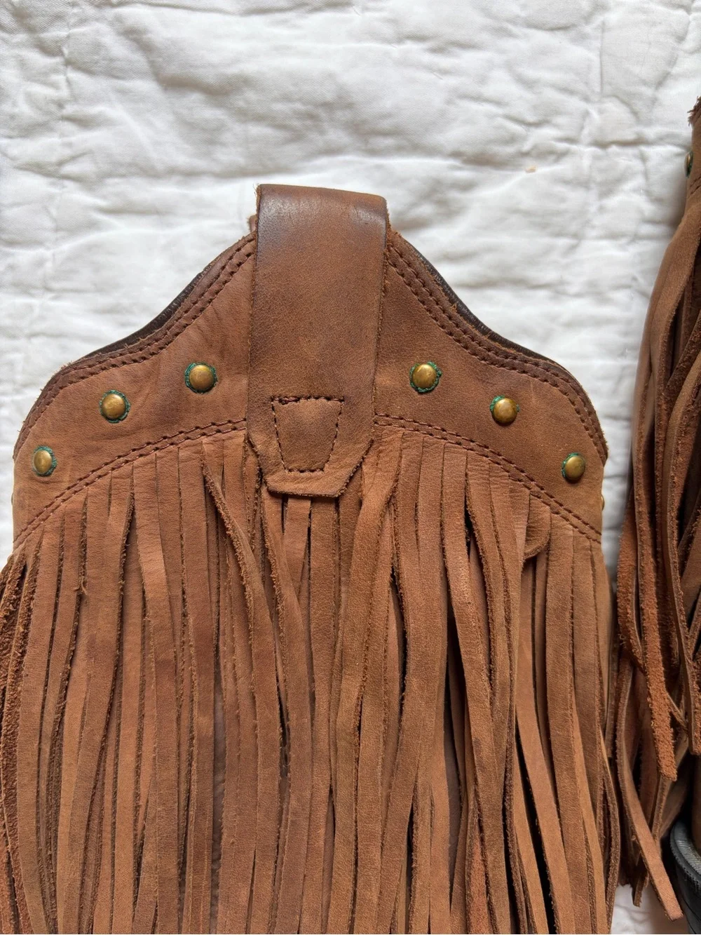 Old West Brown Suede Fringe Ankle Boots
